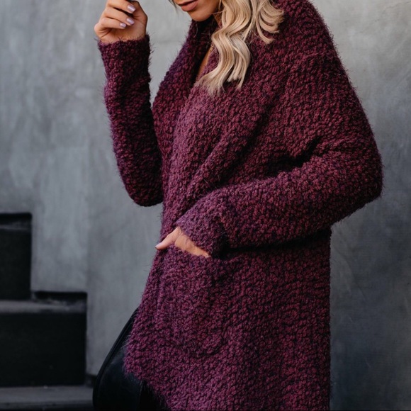 1 LEFT SALE‼️Emma Wrap Me up Cardigan-Wine - Picture 5 of 7